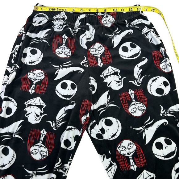 Disney Velour PJ Bottoms Medium Nightmare Before Christmas Black Red White Pants - Picture 7 of 9